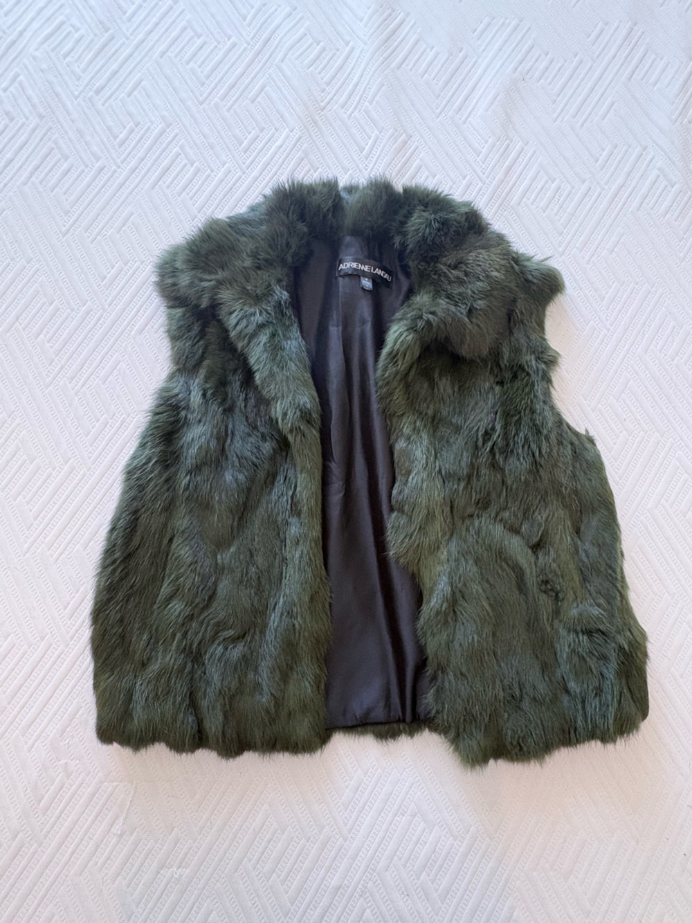 Adrienne Landeau Olive Green Fur vest